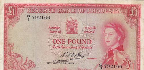 Rhodesia, 1 Pound, 1964, VF ... 