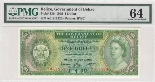 Belize, 1 Dollar, 1975, UNC,p33b