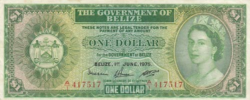 Belize, 1 Dollar, 1975, VF,p33b