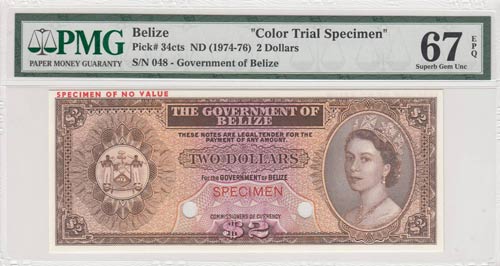 Belize, 2 Dollars, 1974-76, ... 