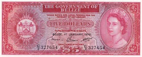 Belize, 5 Dollars, 1976, UNC,p35b