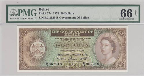 Belize, 20 Dollars, 1976, UNC,p37c