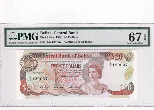 Belize, 20 Dollars, 1986, ... 