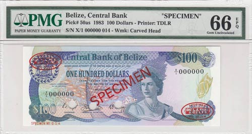Belize, 100 Dollars, 1983, ... 