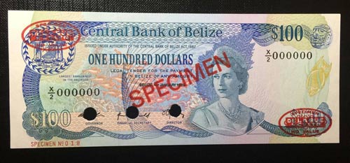 Belize, 100 Dollars, 1989, ... 
