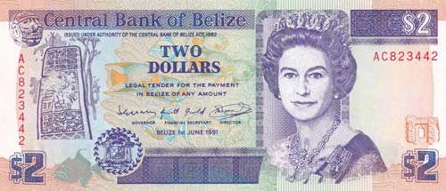 Belize, 2 Dollars, 1991, UNC,p52b