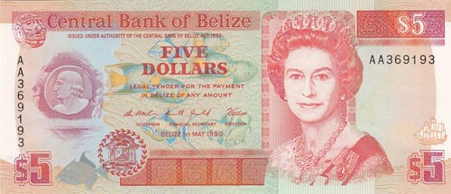 Belize, 5 Dollars, 1990, UNC,p53a