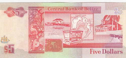 Belize, 5 Dollars, 1991, AUNC,p53b