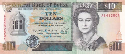 Belize, 10 Dollars, 1991, UNC,p54b