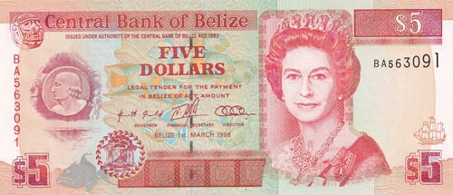 Belize, 5 Dollars, 1996, UNC,p58