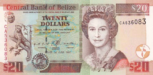 Belize, 20 Dollars, 1997, UNC,p63a