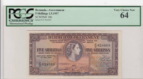 Bermuda, 5 Shillings, 1957, ... 