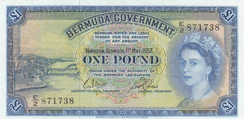 Bermuda, 1 Pound, 1957, UNC,p20c