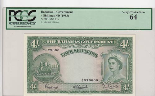 Bahamas, 4 Shillings, 1953, ... 
