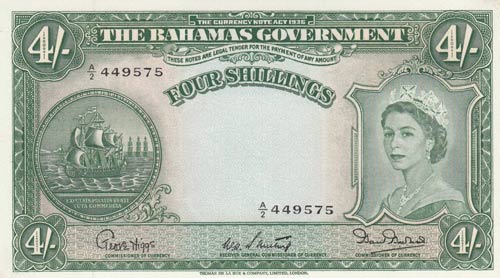 Bahamas, 4 Shillings, 1954, ... 