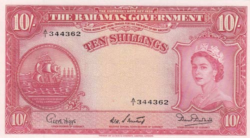 Bahamas, 10 Shillings, 1953, ... 