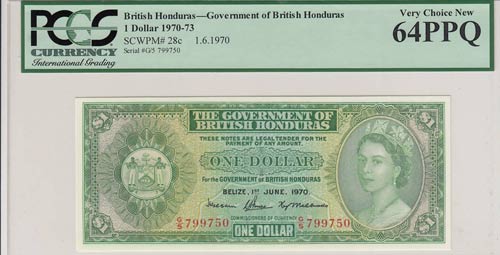 British Honduras, 1 Dollars, 1970, ... 
