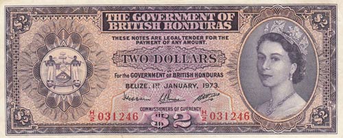 British Honduras, 2 Dollars, 1973, ... 