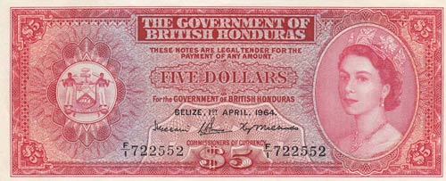 British Honduras, 5 Dollars, 1964, ... 
