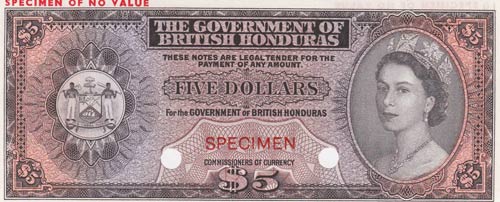 British Honduras, 5 Dollars, 1953, ... 