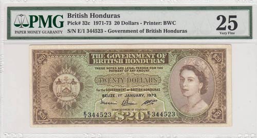 British Honduras, 20 Dollars, ... 