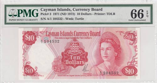 Cayman Islands, 10 Dollars, 1972, ... 