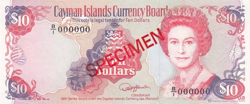 Cayman Islands, 10 Dollars, 1991, ... 