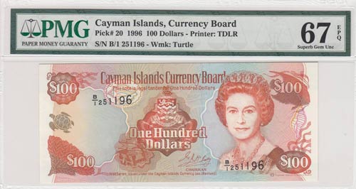 Cayman Islands, 100 Dollars, 1996, ... 