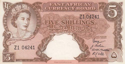 East Africa, 5 Shillings, 1958, ... 
