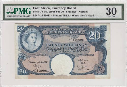 East Africa, 20 Shillings, ... 