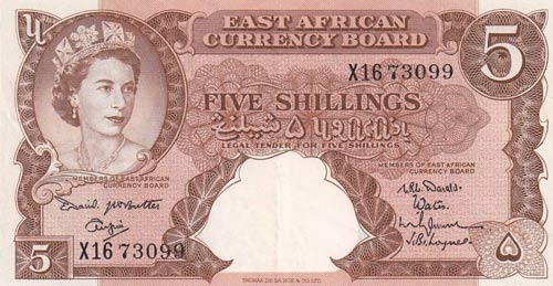 East Africa, 5 Shillings, 1961, ... 