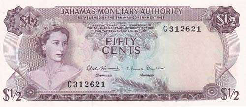 Bahamas, 1/2 Dollar, 1968, UNC,p26a