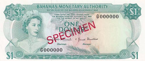 Bahamas, 1 Dolar, 1968, UNC,p27s, ... 