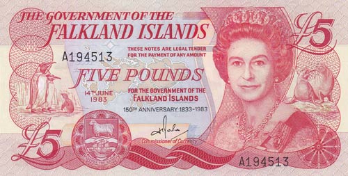 Falkland Islands, 5 Pounds, 1983, ... 