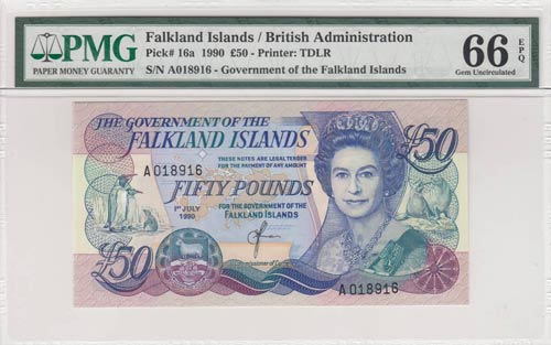 Falkland Islands, 50 Pounds, 1990, ... 