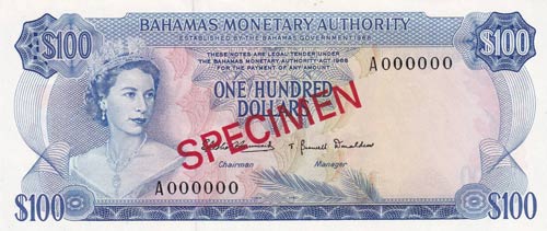 Bahamas, 100  Dollars, 1968, ... 