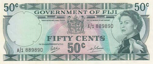 Fiji, 50 Cents, 1969, XF,p58a
