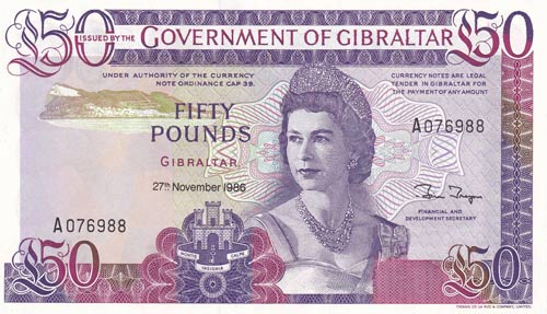 Gibraltar, 50 Pounds, 1986, ... 