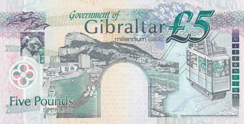 Gibraltar, 5 Pounds, 2000, ... 
