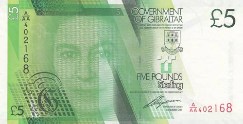 Gibraltar, 5 Pounds, 2011, UNC,p35
