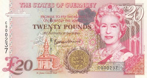 Guernsey, 20 Pounds, 1996, UNC,p58c