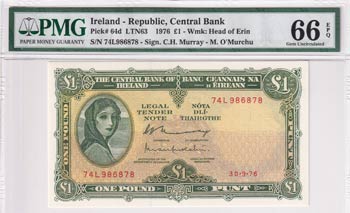 Ireland, 1 Pound, 1976, UNC, p64d