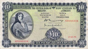 Ireland, 10 Pounds, 1976, VF, p66d