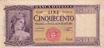 Italy, 500 Lire, 1947, VF, p80a