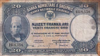 Albania, 20 Franka Ari, 1926, ... 