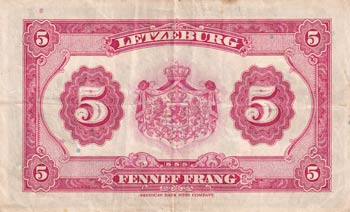 Luxembourg, 5 Francs, 1944, VF(+), ... 