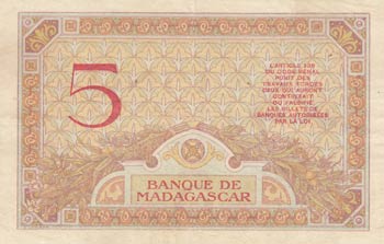 Madagascar, 5 Francs, 1937, XF, p35