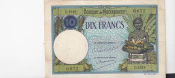 Madagascar, 10 Francs, 1937-47, ... 