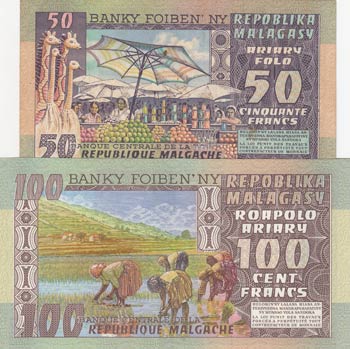 Madagascar, 50-100 Francs, ... 