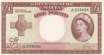 Malta, 1 Pound, 1954, UNC, p24b